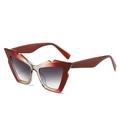 Chic cat-eye sunglasses featuring a bold red to orange gradient frame and grey lenses - Jelly Red Tea Frame Gradient Grey Lens