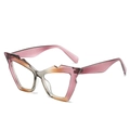 Fashionable gradient pink and yellow irregular cat eye sunglasses with resin frames - Purple Tea Grey Frame Clear Lens