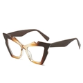 Fashion cat-eye sunglasses with gradient brown amber frame and jagged top edge details - Tea Frame Clear Lens