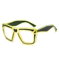 Montatura per occhiali quadrata oversize gialla trasparente con strisce a contrasto - Nero Giallo