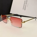 Frameless rectangle sunglasses with pink to orange gradient lenses and gold metal frame - Gradient Burgundy