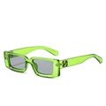 Occhiali da sole rettangolari moderni con montatura verde neon e lenti grigio scuro - Montatura Verde Lenti Grigie