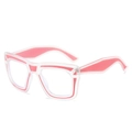 Modern square color-block anti-blue light glasses with frosted white and pink frames - Sand Pink Frame