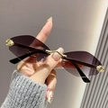Frameless geometric sunglasses with purple gradient lenses and gold leopard trim - Gradient Grey