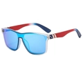 Oversize punk sunglasses with American flag star and stripe pattern on transparent frame - Transparent Blue Frame Blue Mirror Lens