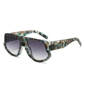 Chic oversized geometric sunglasses with multi-color camo frames and gradient lenses - Camo Glass Frame Gradient Gray Lens