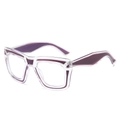 Occhiali quadrati anti luce blu di tendenza con design a contrasto viola e trasparente - Montatura Viola