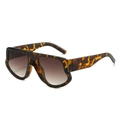 Fashion oversized geometric tortoise shell sunglasses with gradient brown lenses - Leopard Frame / Tea Lens
