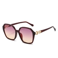 Schicke hexagonale Oversized-Sonnenbrille mit burgunderrotem Rahmen und Verlaufsgläsern, 45 Grad - Weinroter Rahmen Pink Tee Linsen