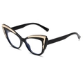 Occhiali da vista cat-eye vintage neri con dettagli dorati e lenti anti luce blu - Montatura Nera