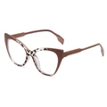Retro Cat-Eye Brille in braunem Leoparden-Schildpatt-Rahmen mit Blaulichtfilter-Gläsern - Khaki Leoparden Rahmen