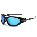 Occhiali da sole punk futuristici con montatura nera opaca e lenti a specchio blu - Montatura Nera Lenti a Specchio Blu