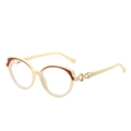 Lunettes de soleil rétro œil-de-chat ivoire avec des branches dorées élégantes - Monture Beige