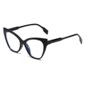 Schicke Retro-Katzenaugenbrille mit schwarzem Glanzrahmen und Blaulichtfilter-Gläsern - Schwarzer Rahmen