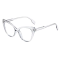 Transparent cat-eye glasses frame with sparkling silver accents on a clean white background - Grey Frame