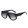 Irregular wave frame oversized sunglasses with black finish and gradient dark grey lenses - Black Frame Black Grey Lens