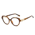 Lunettes de soleil œil-de-chat écaillées avec détails en métal doré élégants - Cadre Écaille