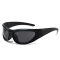 Mattschwarze Sportsonnenbrille in Wrap-around-Form mit dunkelgrauen Gläsern und Design - Schwarzer Rahmen Schwarz Graue Gläser