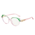 Lunettes de soleil cat-eye tendance avec monture rose transparent vert et charnières dorées - Cadre Rose