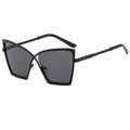 Occhiali da sole oversize a farfalla neri con ponte a X unico e lenti grigie scure - Montatura Nera Lenti Grigio Nero