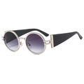 Lunettes de soleil ovales rétro avec monture argentée pailletée et verres gris dégradés - Monture Argentée Verre Gris Dégradé