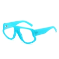 Oversized geometric blue sunglasses with bold frames for a trendy outdoor street style - Blue Frame