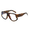 Oversized tortoise shell sunglasses with flat top design and irregular vintage frame - Leopard Frame