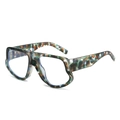 Oversized irregular frame sunglasses featuring a trendy camouflage pattern design - Camo Glass Frame