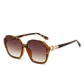 Schicke polygonale Oversize-Sonnenbrille mit Schildpatt-Rahmen und braunem Verlauf - Schildpatt Rahmen Tee Gläser