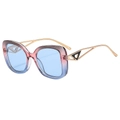 Gafas de sol cat eye con montura degradada de púrpura a azul y patillas doradas - Montura Degradado Gris Rosa Azul Lente Azul