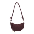 Retro burgunderrote Croissant-Tasche aus Wildlederimitat mit goldenen Beschlägen - Burgunderrot