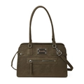 Borsa tote capiente marrone scuro con texture in pelle martellata e tracolla - Verde