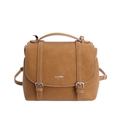 Large capacity vintage brown leather tote backpack for daily commuting and winter style - Khaki