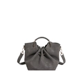 Retro charcoal grey pleated tote bag with golden ring detail and versatile straps - Gray