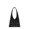 Black hobo shoulder bag with silver rivet studs and a wide strap in retro punk style - Black