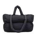 Borsa tote imbottita nera con texture trapuntata e tracolla coordinata per donna - Nero