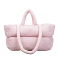 Borsa tote trapuntata rosa in nylon leggero con tracolla morbida imbottita da donna - Rosa