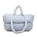 Sac fourre-tout matelassé bleu clair en coton souple avec doubles poignées de portage - Bleu