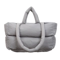 Sac fourre-tout gris clair matelassé en nylon style doudoune à double anse - Gris