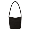 Bolso de hombro vintage de pana negra con textura de rayas y detalle de cadena plateada - 26*10.5*23 / Negro