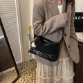 Sac fourre-tout noir vintage avec boucles argentées et pendentif cœur léopard - Avec Pendentif / Noir