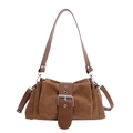 Borsa a spalla vintage marrone con fibbia larga e tracolla regolabile - Marrone