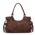 Bolso tote de ante marrón con cordones laterales y gran capacidad para el invierno - café