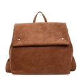 Zaino minimalista in pelle scamosciata marrone con rivetti argento in stile retrò - Marrone