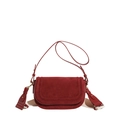 Deep red Maillard saddle bag with suede flap and dual strap options for women - Red