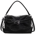 Borsa tote retrò in pelle nera con dettagli argento e cuciture a contrasto - Nero