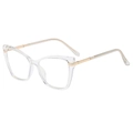 Retro cat-eye blue light blocking glasses with clear resin frames and gold metal temples - Transparent Frame