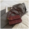 Elegant deep red matte crossbody bag with top handle and golden hardware finish - No Pendant / Burgundy