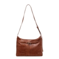 Bolso bandolera vintage marrón caramelo con correa ajustable y acabado en piel sintética - Marrón