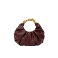 Pleated cloud handbag in deep burgundy leather featuring a gold-toned metal ring handle - Red